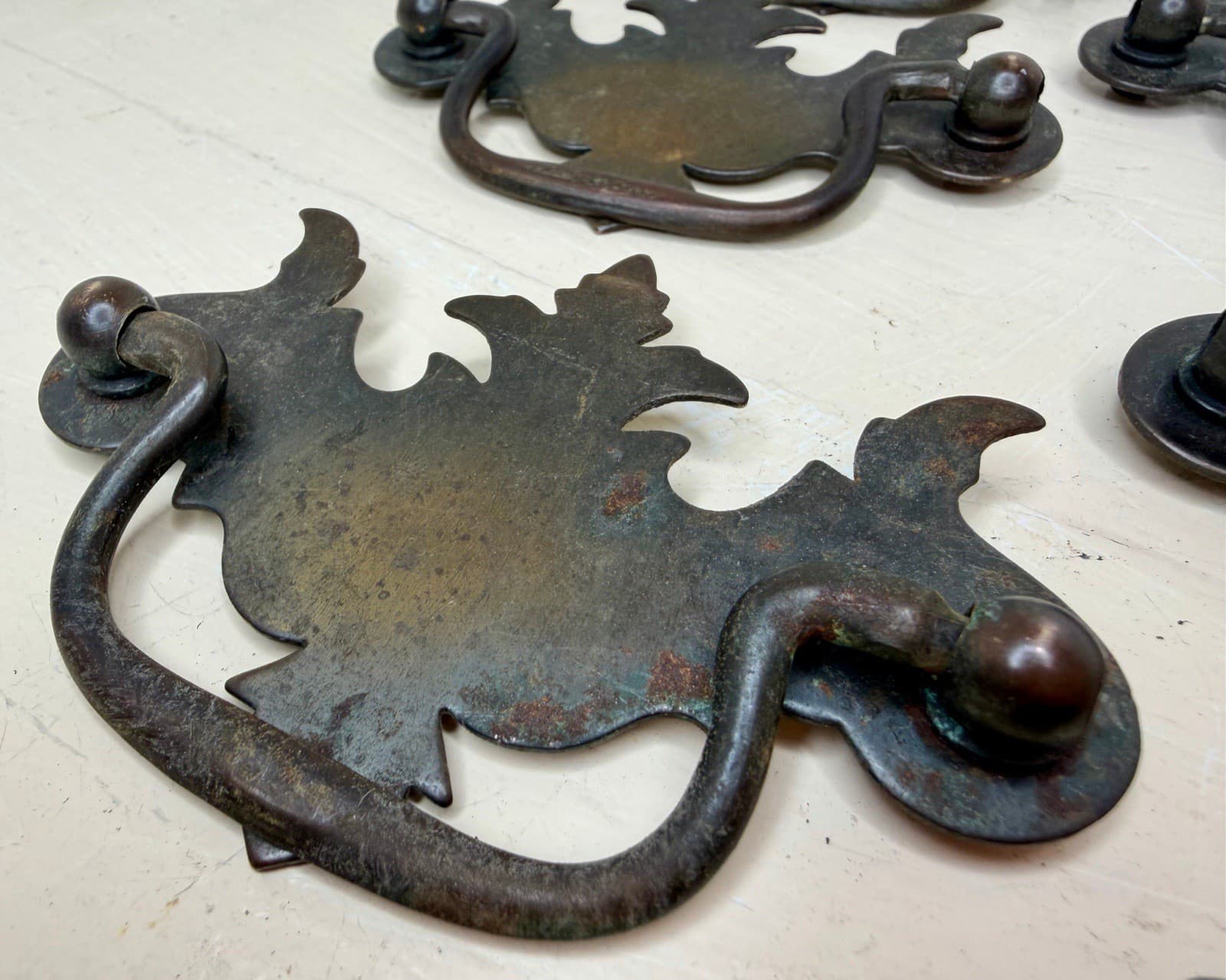 Vintage Steel Batwing Drawer Pulls Set of 6 – Chippendale – 3” centers - Thumbnail 3