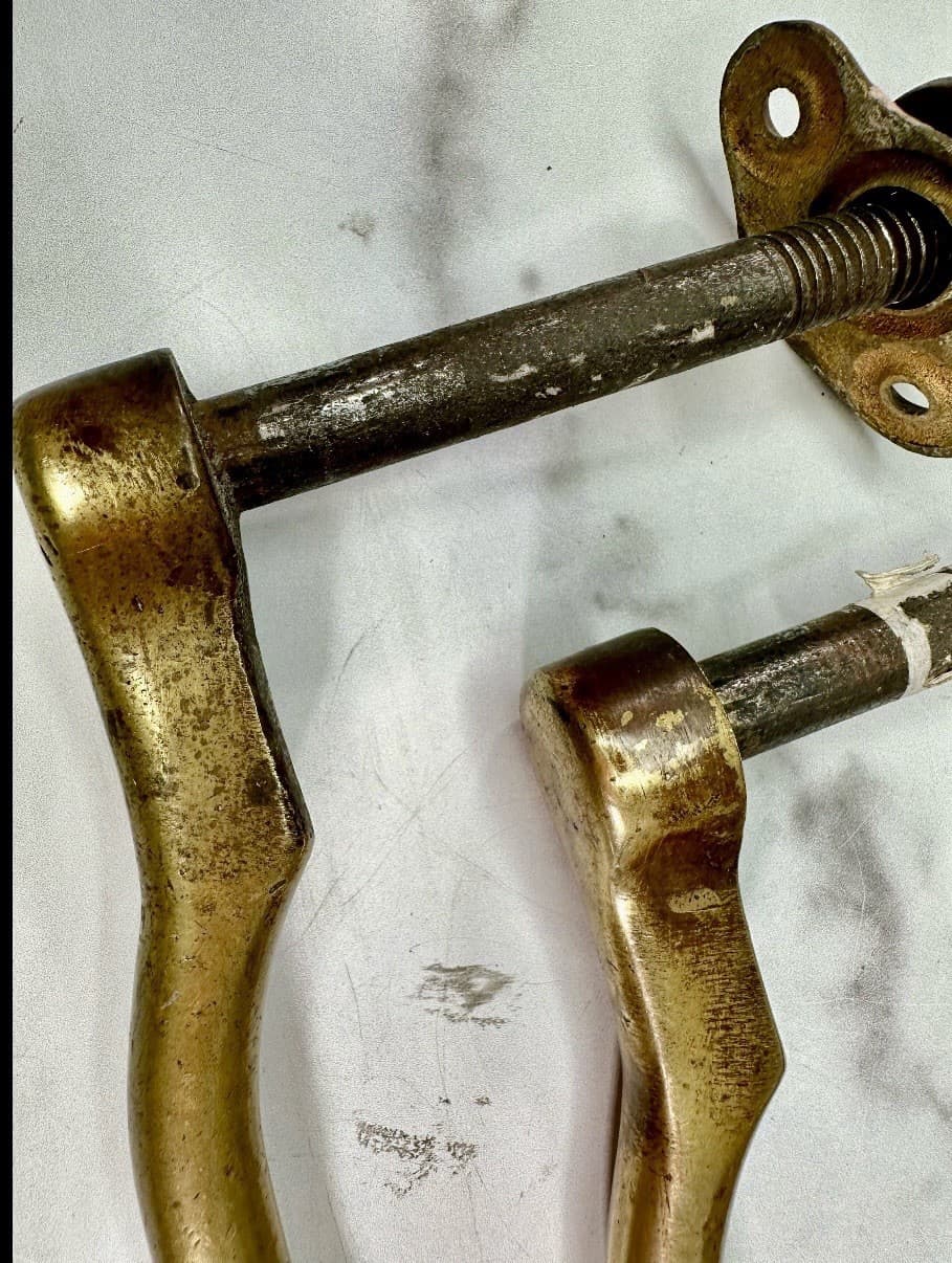 Vintage Solid Brass Door Pull Handles Pair Commercial Architectural Hardware - Thumbnail 4