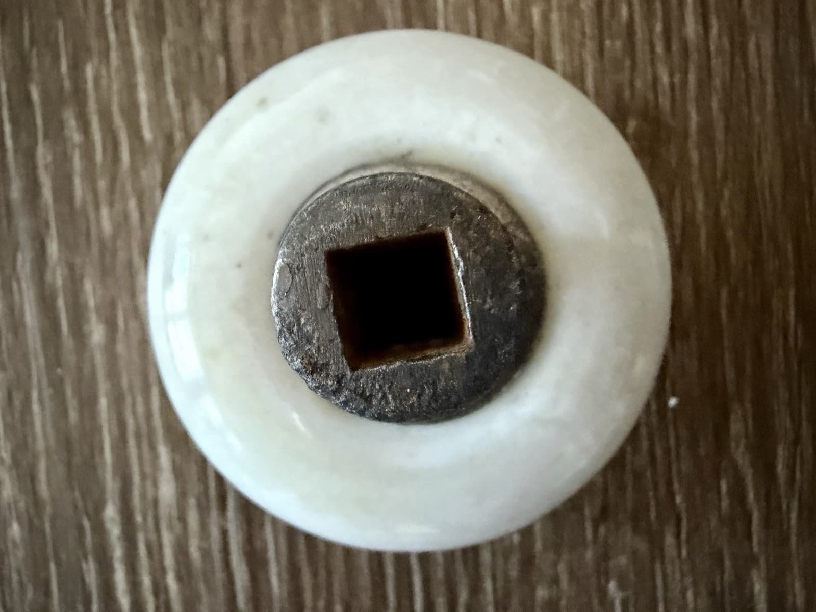 Antique White Porcelain Door Knob w/ Steel Post 2.25” Architectural Salvage - Thumbnail 5