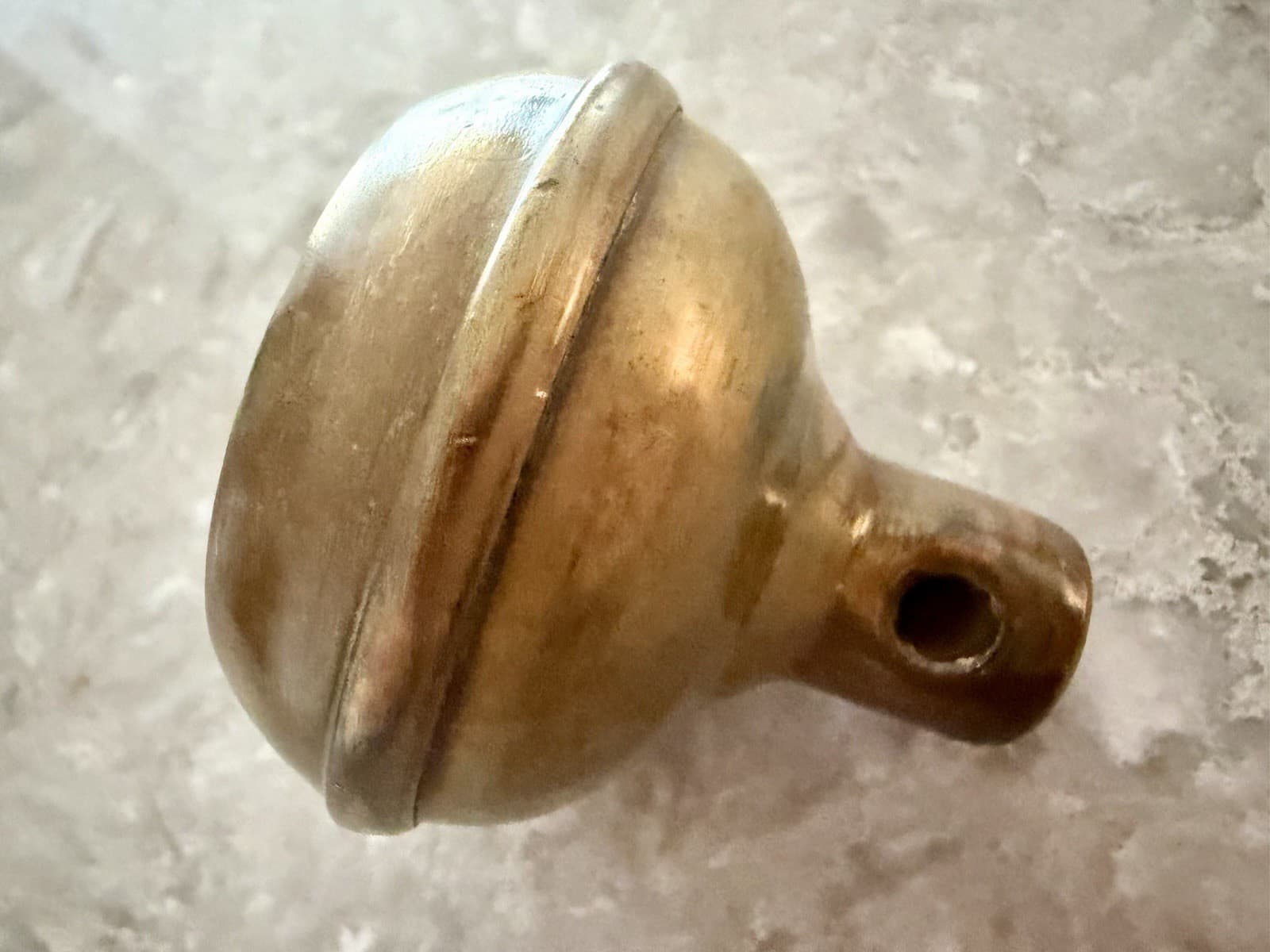 Vintage Stamped Brass Round Door Knob w Original Spindle Architectural Salvage - Thumbnail 4