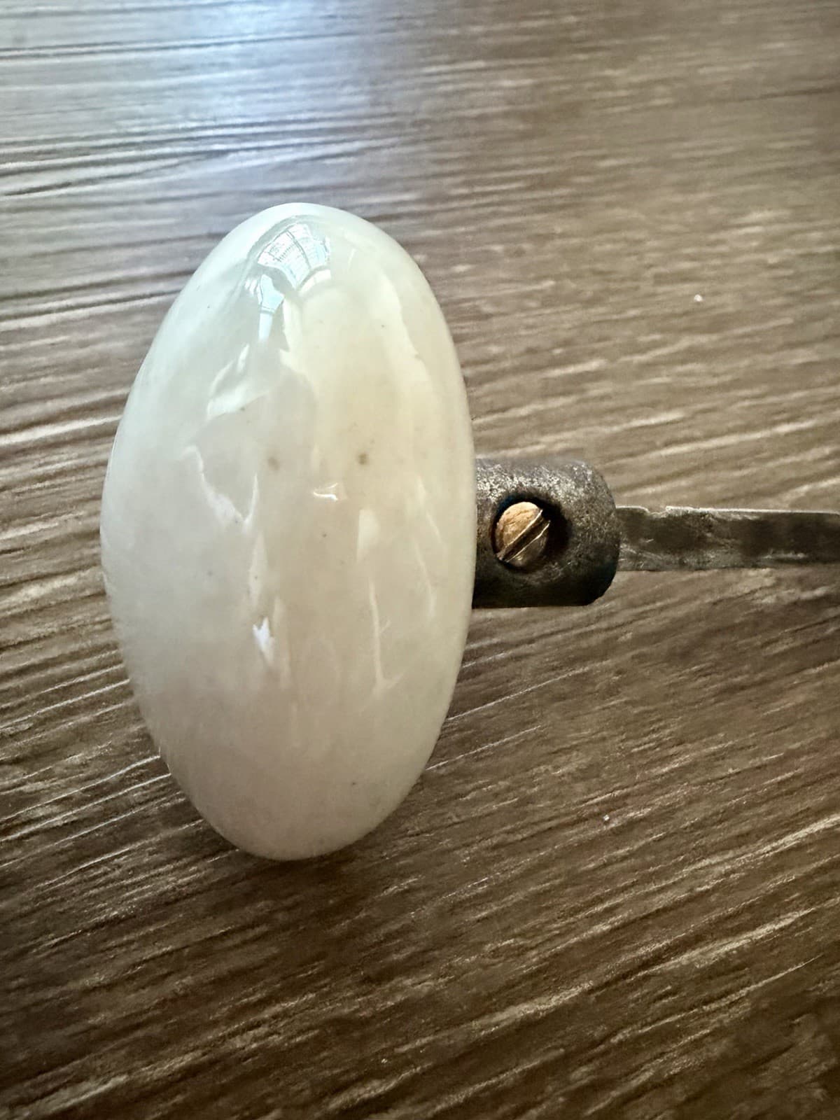 Antique White Porcelain Door Knob w/ Steel Post 2.25” Architectural Salvage - Thumbnail 8