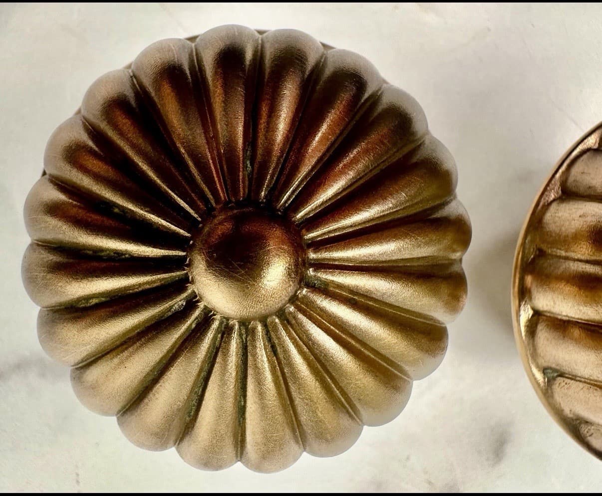 Antique P & F Corbin Brass Door Knob Set: Radially Fluted Design - Thumbnail 5