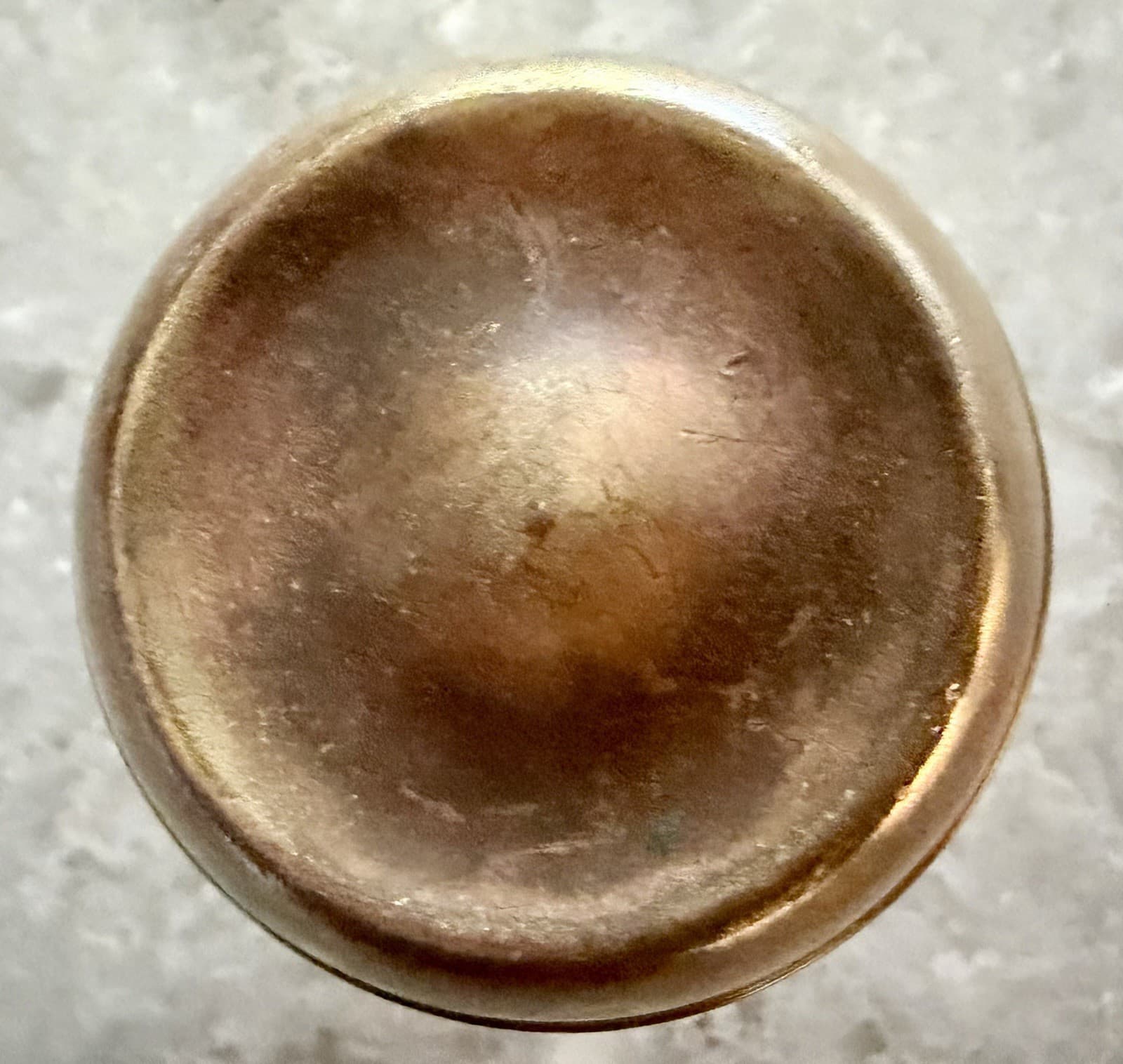 Vintage Stamped Brass Round Door Knob w Original Spindle Architectural Salvage - Thumbnail 3