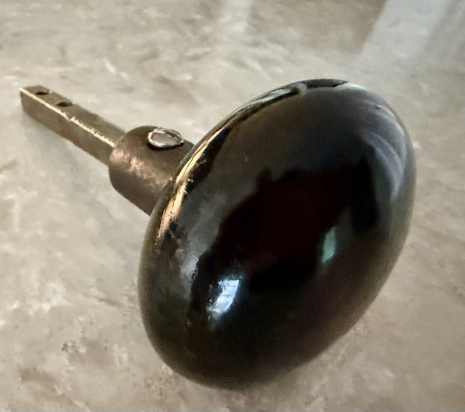 Antique Dark Brown Porcelain Door Knob Cast Iron Collar Adjustable Post - Thumbnail 5