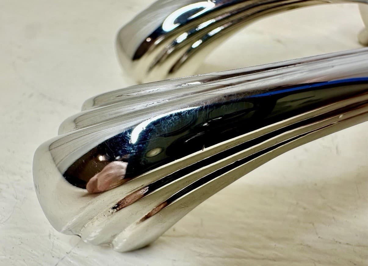 Vintage Chrome Streamline Drawer Pulls | Mid-Century Cabinet Hardware (Set of 3) - Thumbnail 5