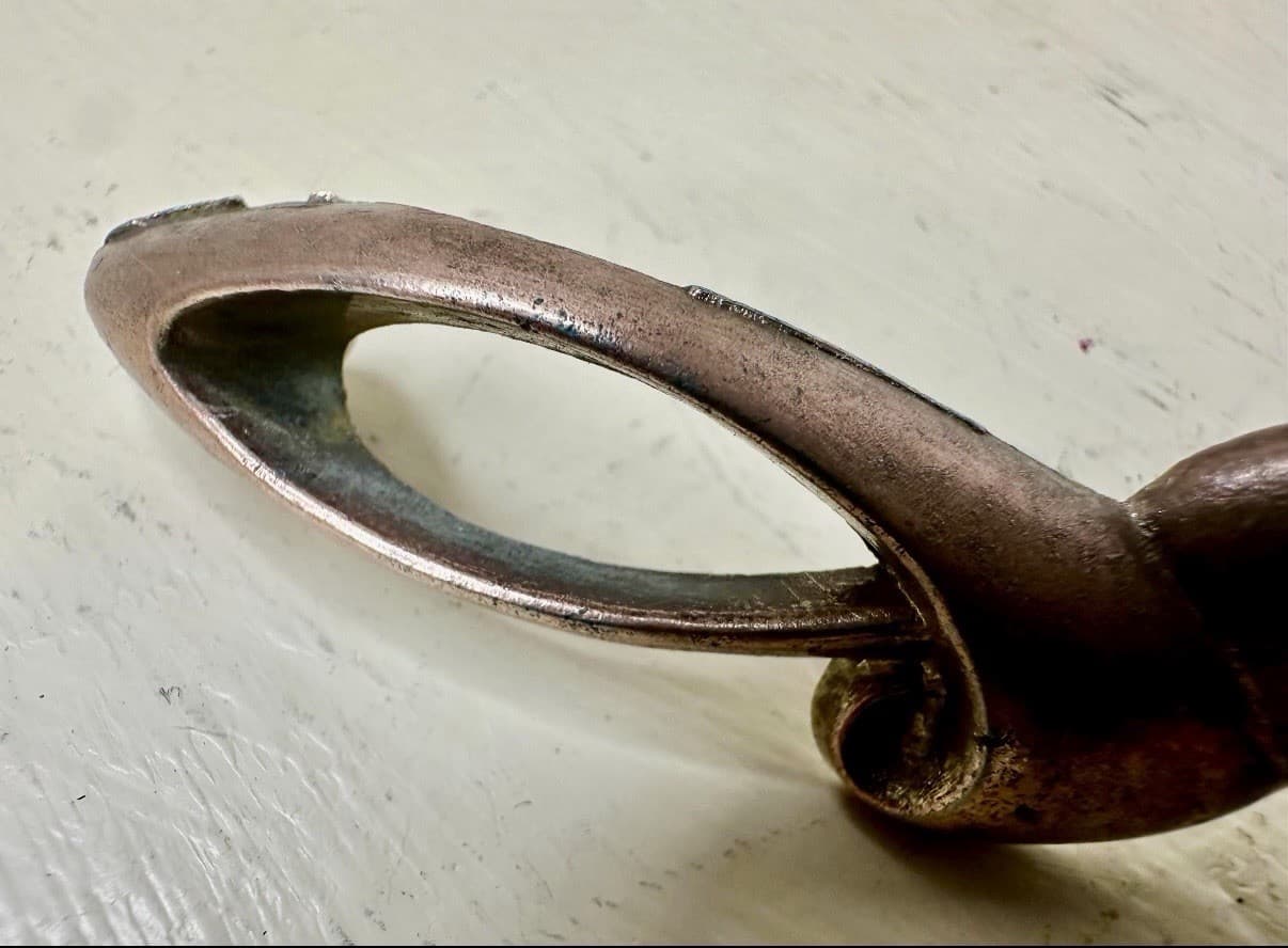 Vintage Cast Metal Cabinet Drawer Pulls Set of 2 Mid Century Modern - Thumbnail 3
