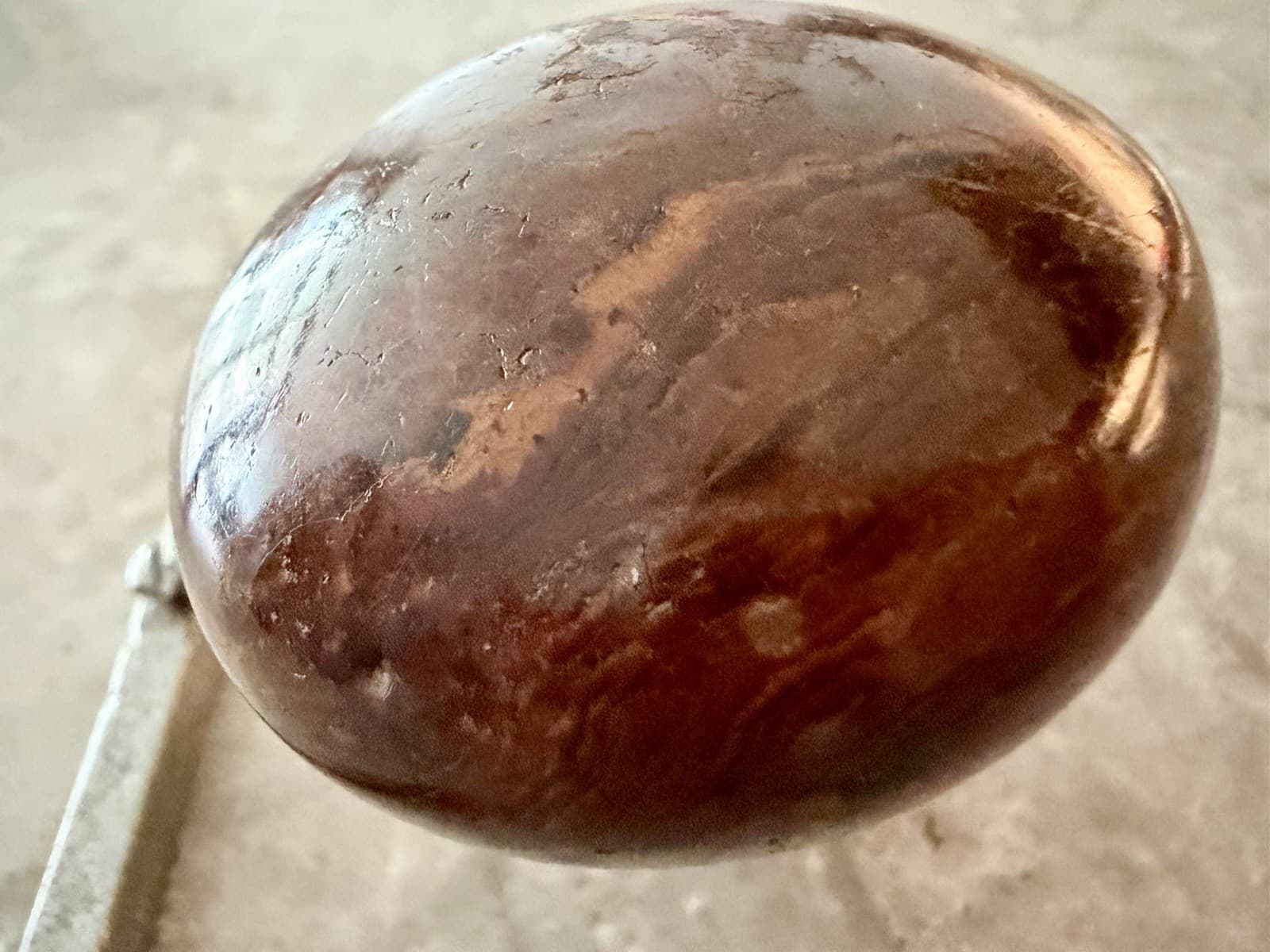 Antique Brown Bennington Clay Ceramic Door Knob w Adjustable Post - Thumbnail 4