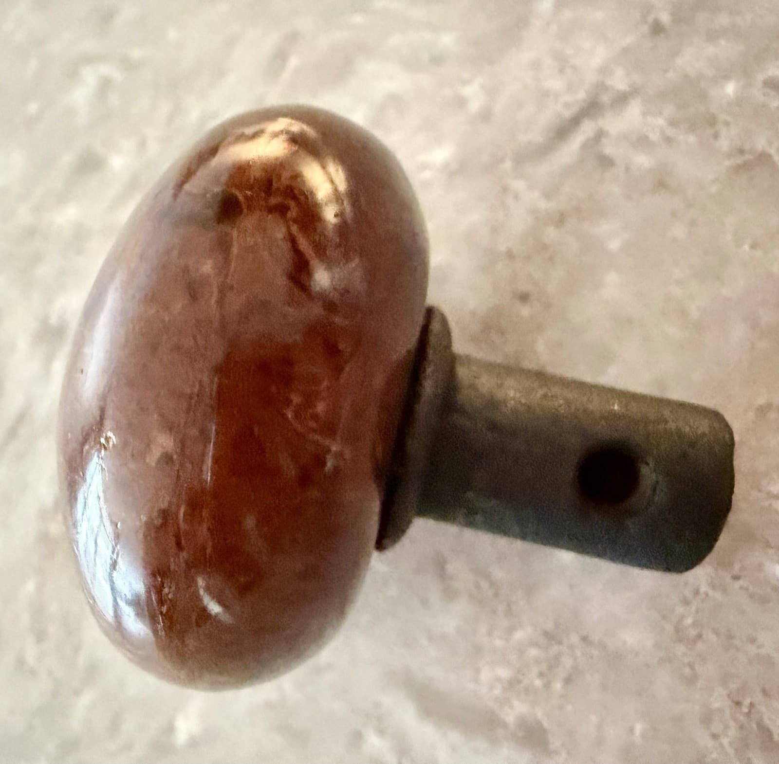 Antique Brown Bennington Clay Ceramic Door Knob w Adjustable Post - Thumbnail 5