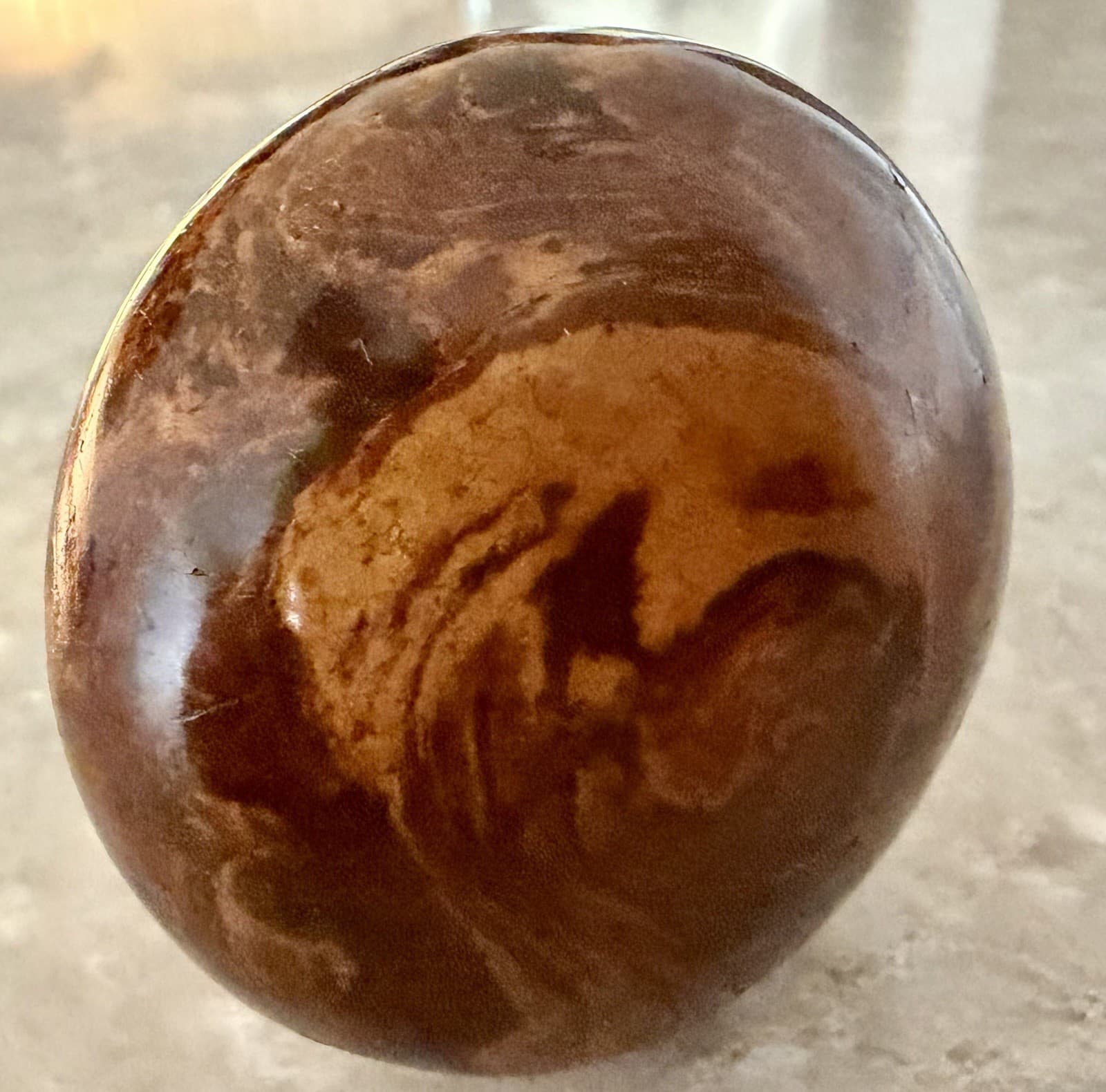 Antique Bennington Brown Swirl Porcelain Door Knob Fixed Spindle Victorian - Thumbnail 3