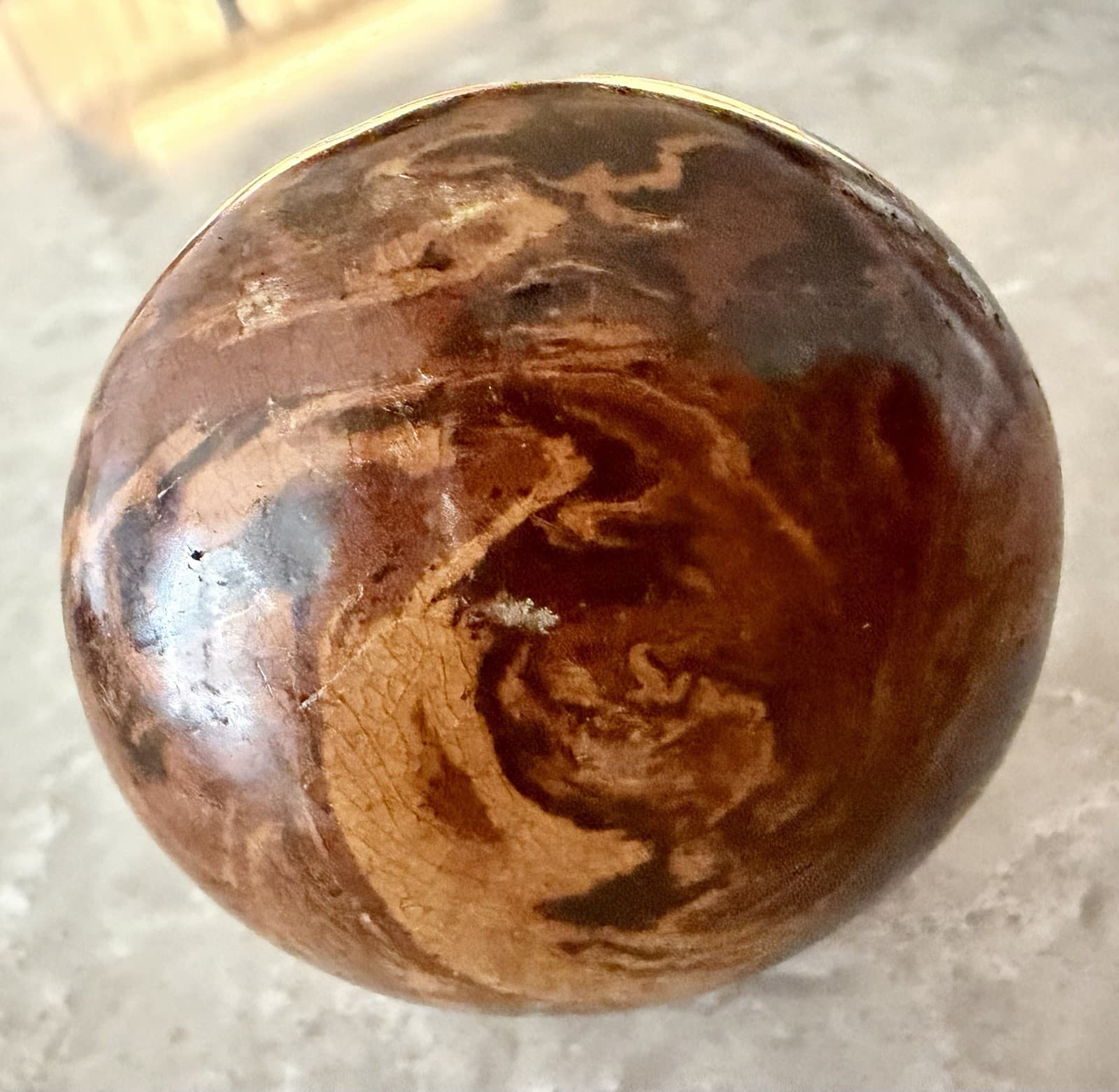 Antique Bennington Brown Swirl Porcelain Door Knob Fixed Spindle Victorian - Thumbnail 9