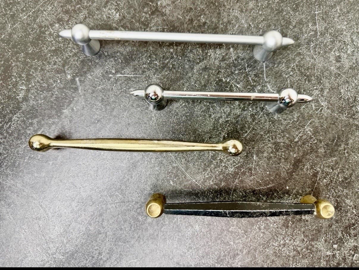 Vintage Drawer Pull Set Mixed Metal Cabinet Handles MCM Brass Chrome Lot - Thumbnail 3