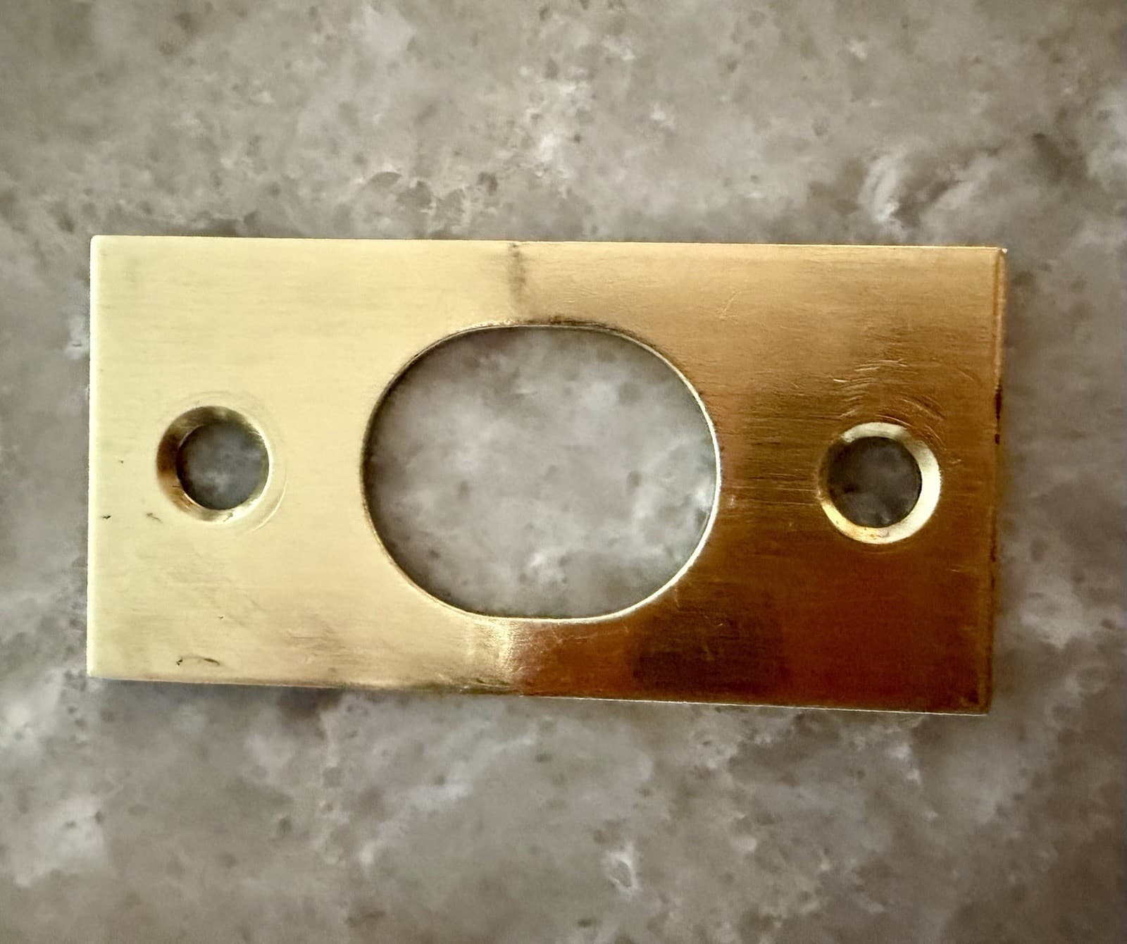 Vintage Polished Brass Door Knob Lever Set Rosettes Latch Strike Plate - Thumbnail 4