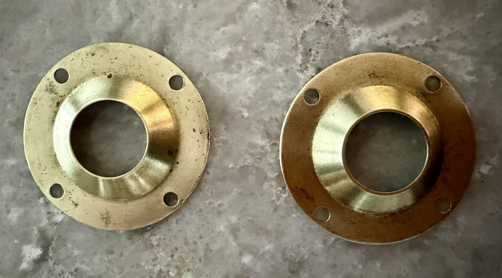 Vintage Polished Brass Door Knob Lever Set Rosettes Latch Strike Plate - Thumbnail 5