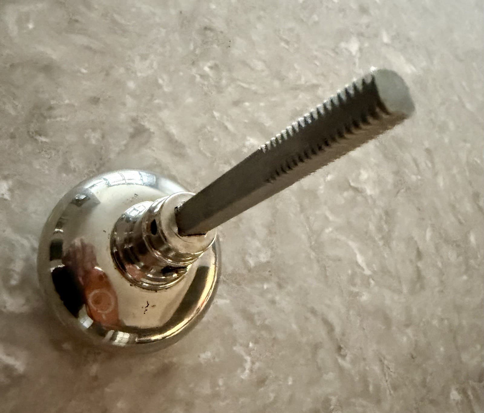 Vintage Nickel Plated Brass Oval Door Knob w Threaded Spindle Salvage - Thumbnail 8