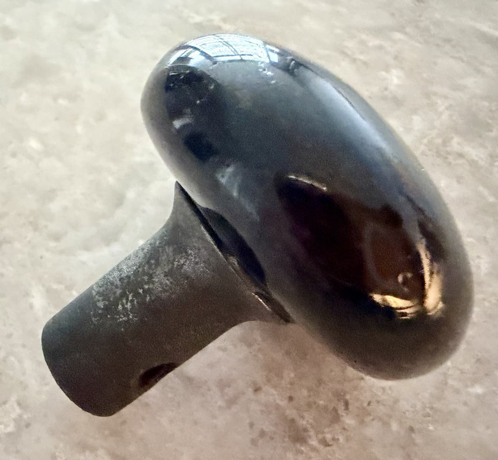Antique Dark Brown Porcelain Door Knob Cast Iron Collar Adjustable Post - Thumbnail 2