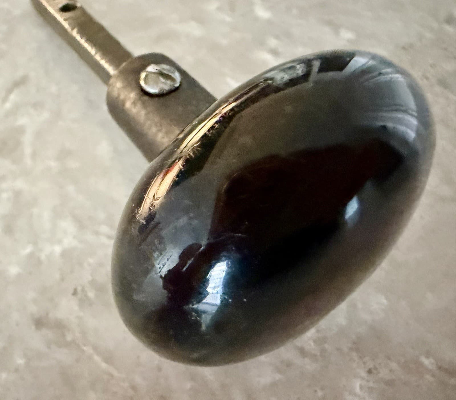 Antique Dark Brown Porcelain Door Knob Cast Iron Collar Adjustable Post - Thumbnail 6