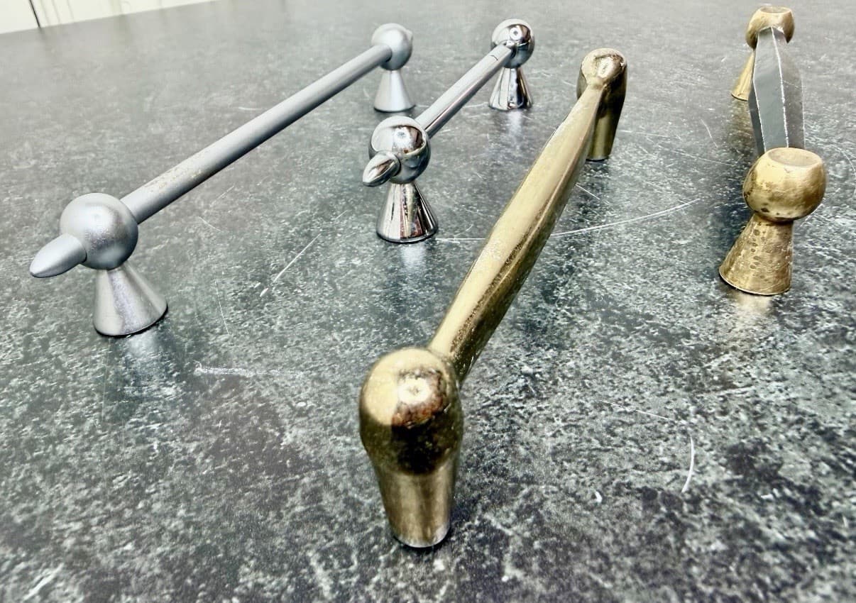 Vintage Drawer Pull Set Mixed Metal Cabinet Handles MCM Brass Chrome Lot - Thumbnail 2