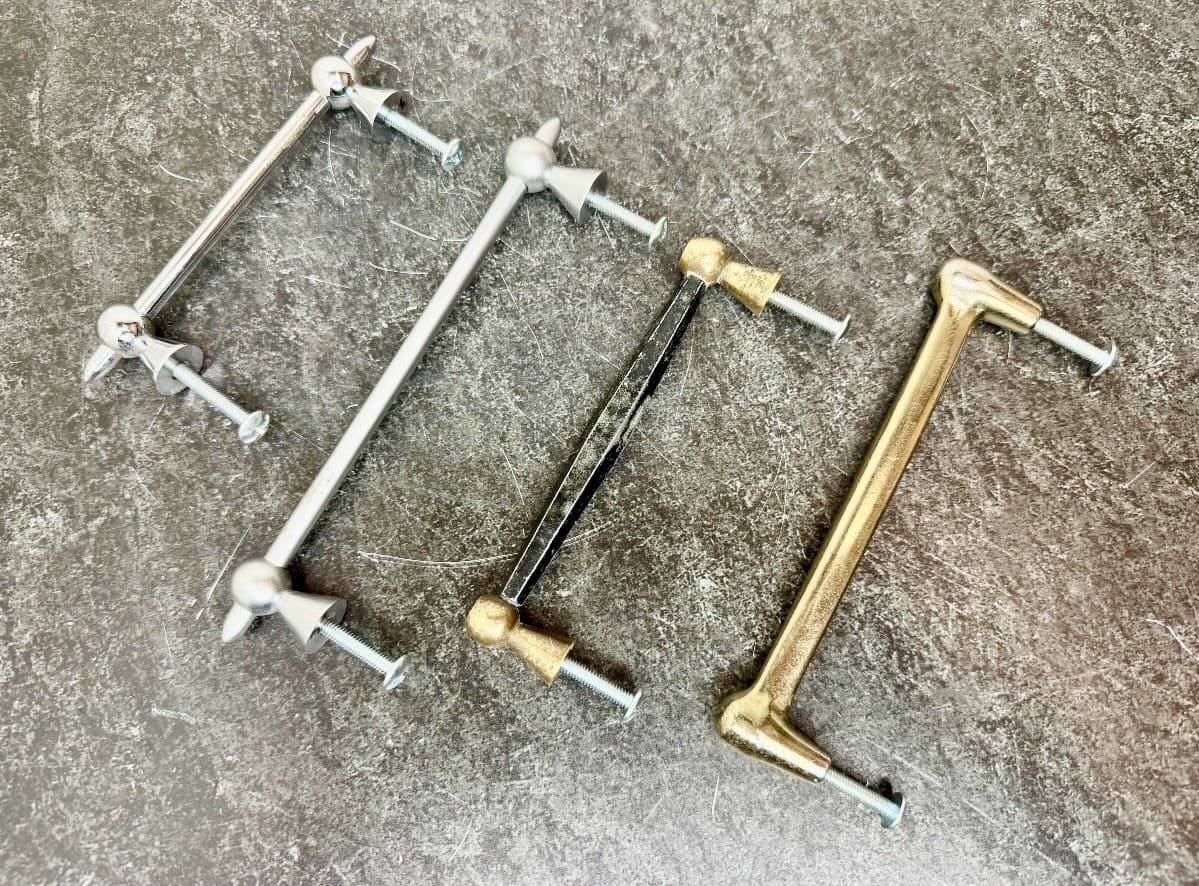 Vintage Drawer Pull Set Mixed Metal Cabinet Handles MCM Brass Chrome Lot - Thumbnail 10
