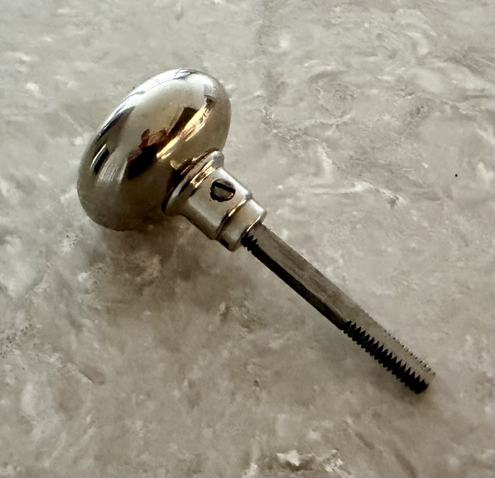 Vintage Nickel Plated Brass Oval Door Knob w Threaded Spindle Salvage - Thumbnail 5