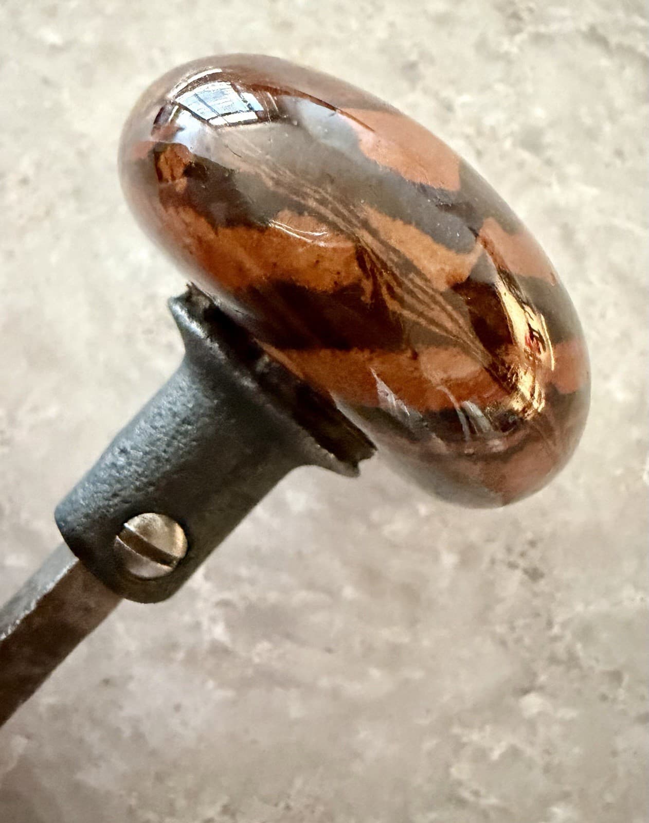 Antique Bennington Rockingham Pottery Door Knob Set Brown Marbled Glaze - Thumbnail 11
