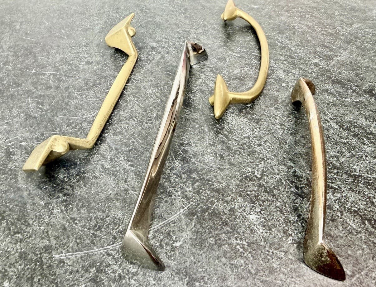 Vintage Mixed Drawer Pulls Lot Mid Century Brass Chrome Cabinet Handles - Thumbnail 6