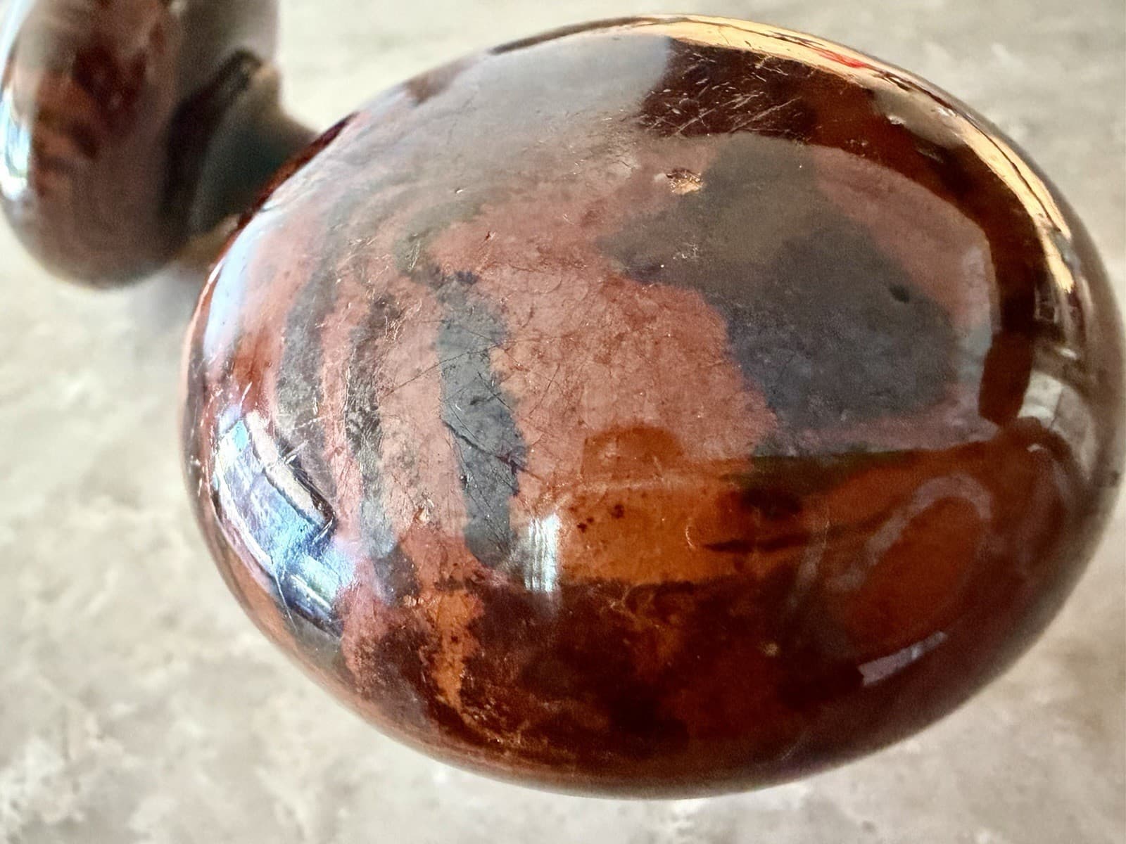 Antique Bennington Rockingham Pottery Door Knob Set Brown Marbled Glaze - Thumbnail 6