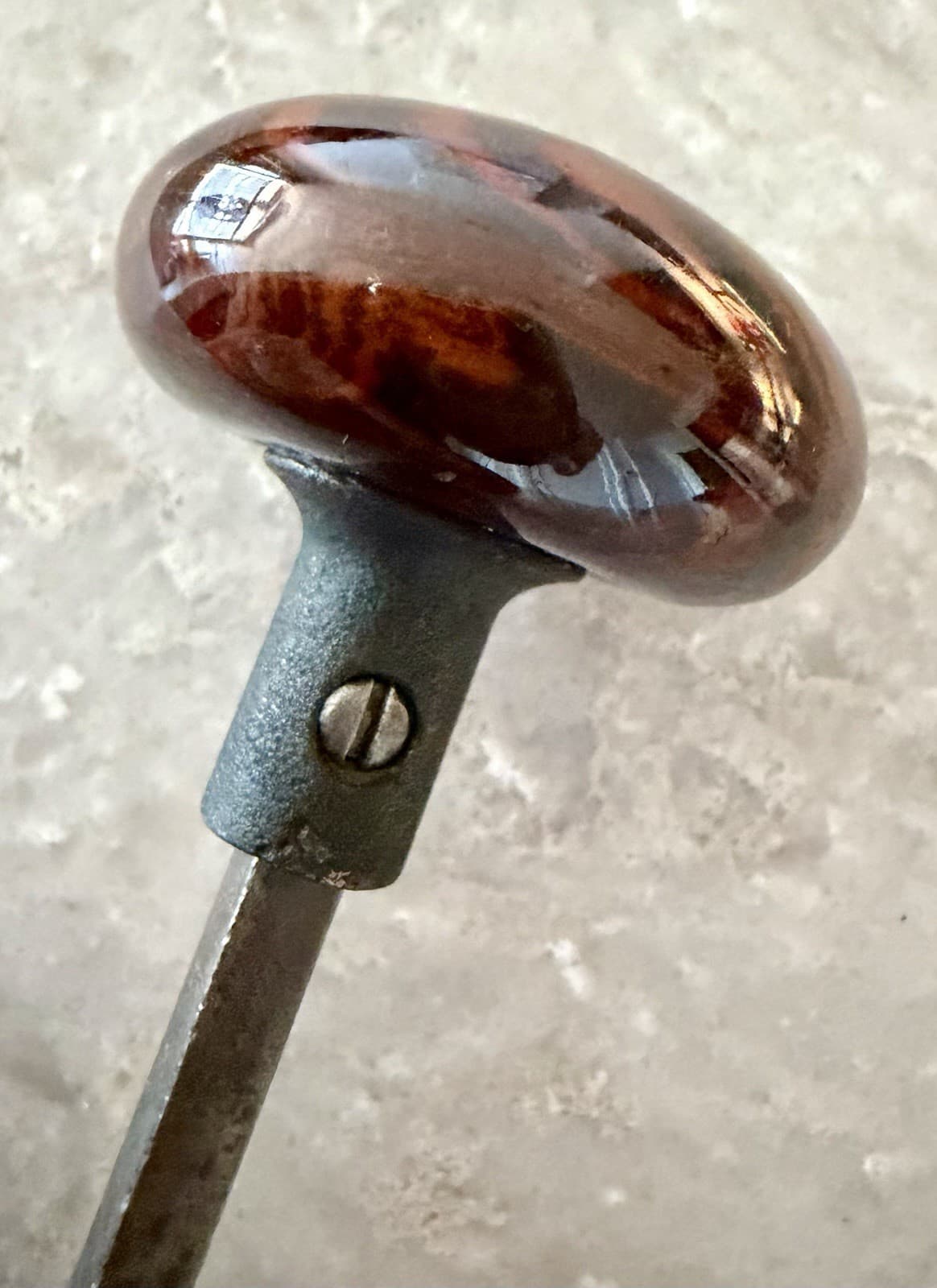 Antique Bennington Rockingham Pottery Door Knob Set Brown Marbled Glaze - Thumbnail 10