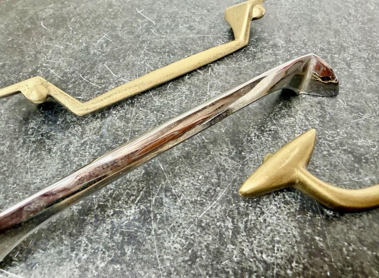 Vintage Mixed Drawer Pulls Lot Mid Century Brass Chrome Cabinet Handles - Thumbnail 5