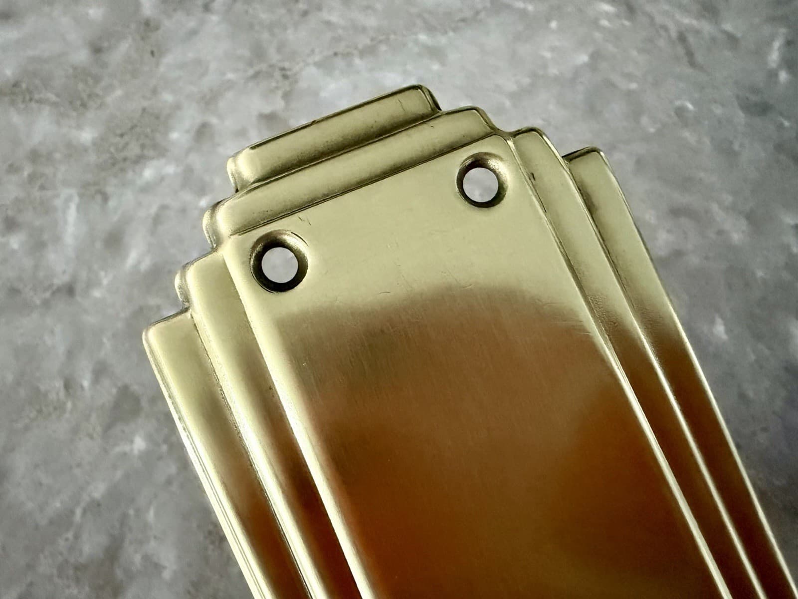 Antique Art Deco Brass Bathroom Door Backplate Thumbturn Privacy 2.5x8 - Thumbnail 5