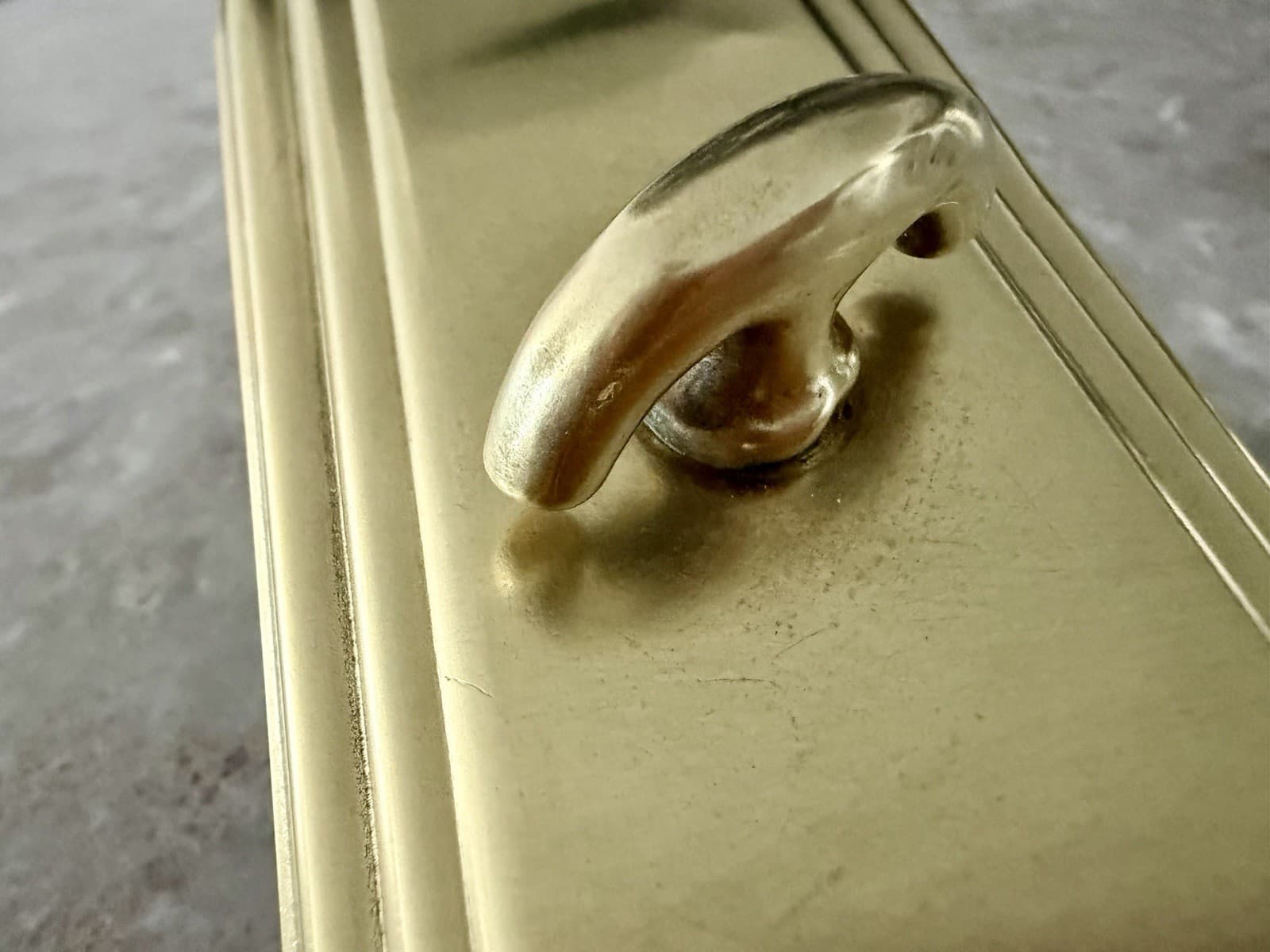 Antique Art Deco Brass Bathroom Door Backplate Thumbturn Privacy 2.5x8 - Thumbnail 4