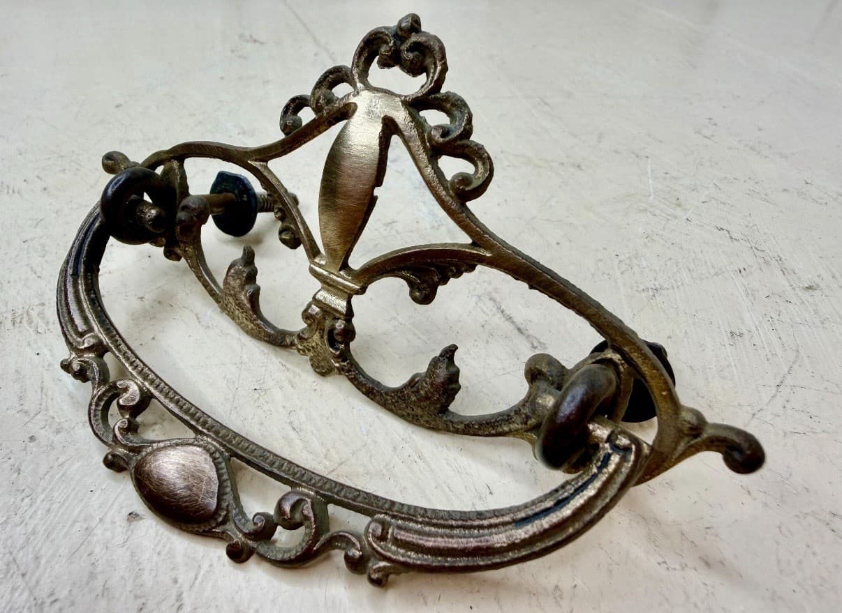 Antique Victorian Brass Drawer Pull Eastlake Style Ornate Bail Handle - Thumbnail 2