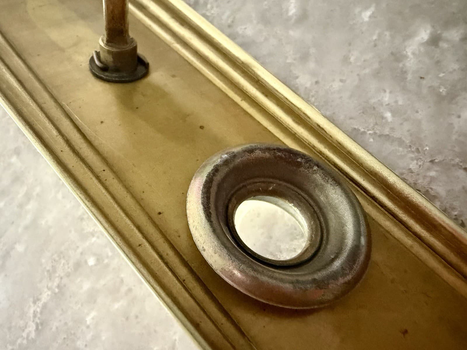 Antique Art Deco Brass Bathroom Door Backplate Thumbturn Privacy 2.5x8 - Thumbnail 9