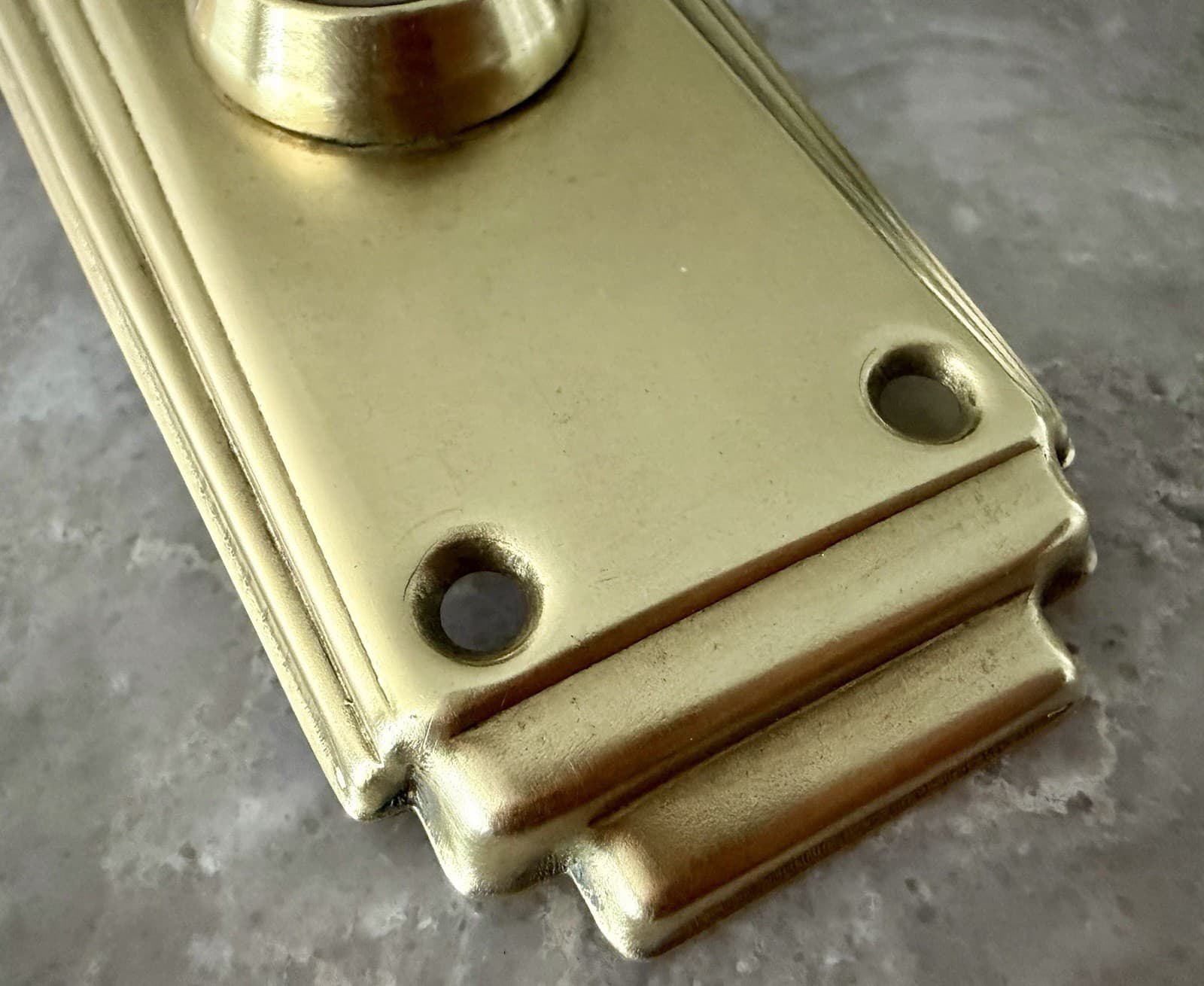 Antique Art Deco Brass Bathroom Door Backplate Thumbturn Privacy 2.5x8 - Thumbnail 2