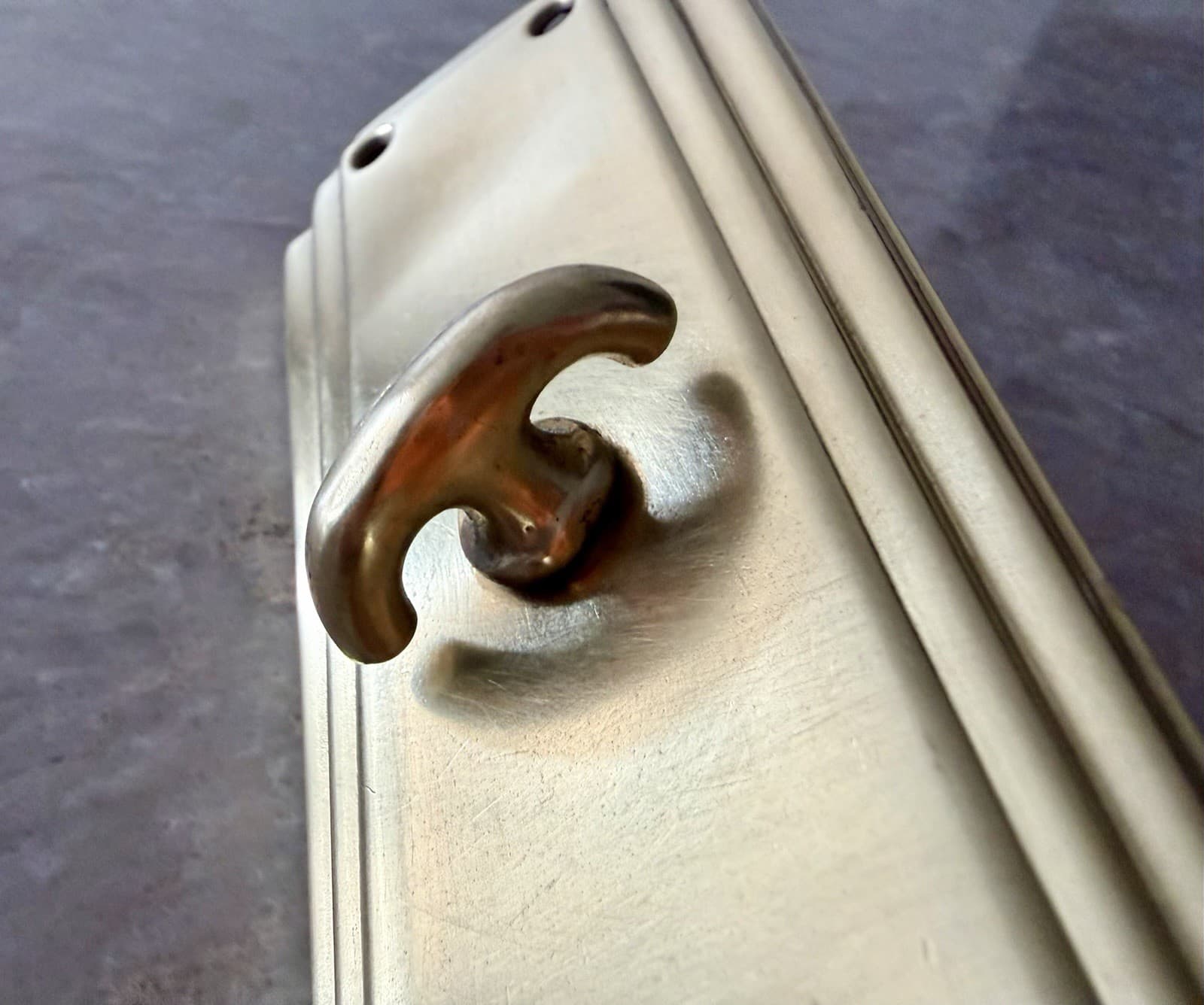 Antique Art Deco Brass Bathroom Door Backplate Thumbturn Privacy 2.5x8 - Thumbnail 6