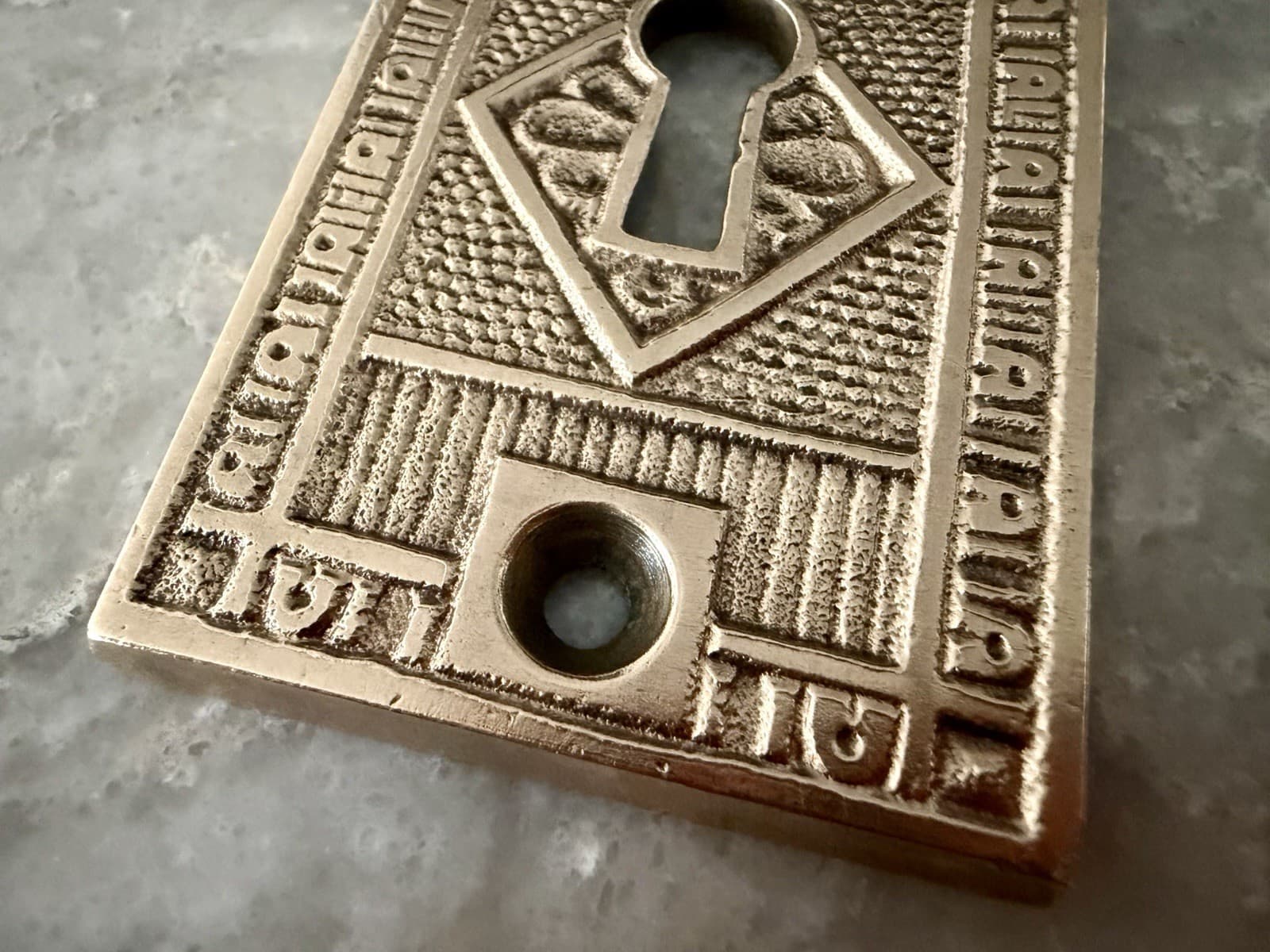 Antique Eastlake Cast Brass Door Plate Escutcheon 5.25” Victorian Keyhole - Thumbnail 2