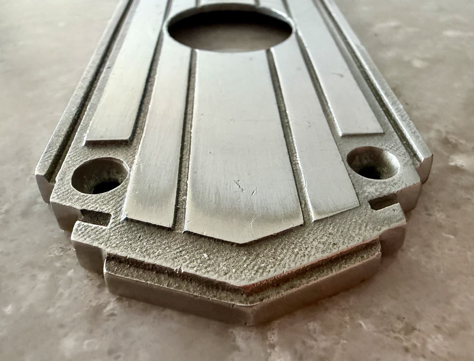 Vintage Corbin Art Deco Nickel Door Plate Escutcheon 8-3/4” 3” CTC - Thumbnail 6
