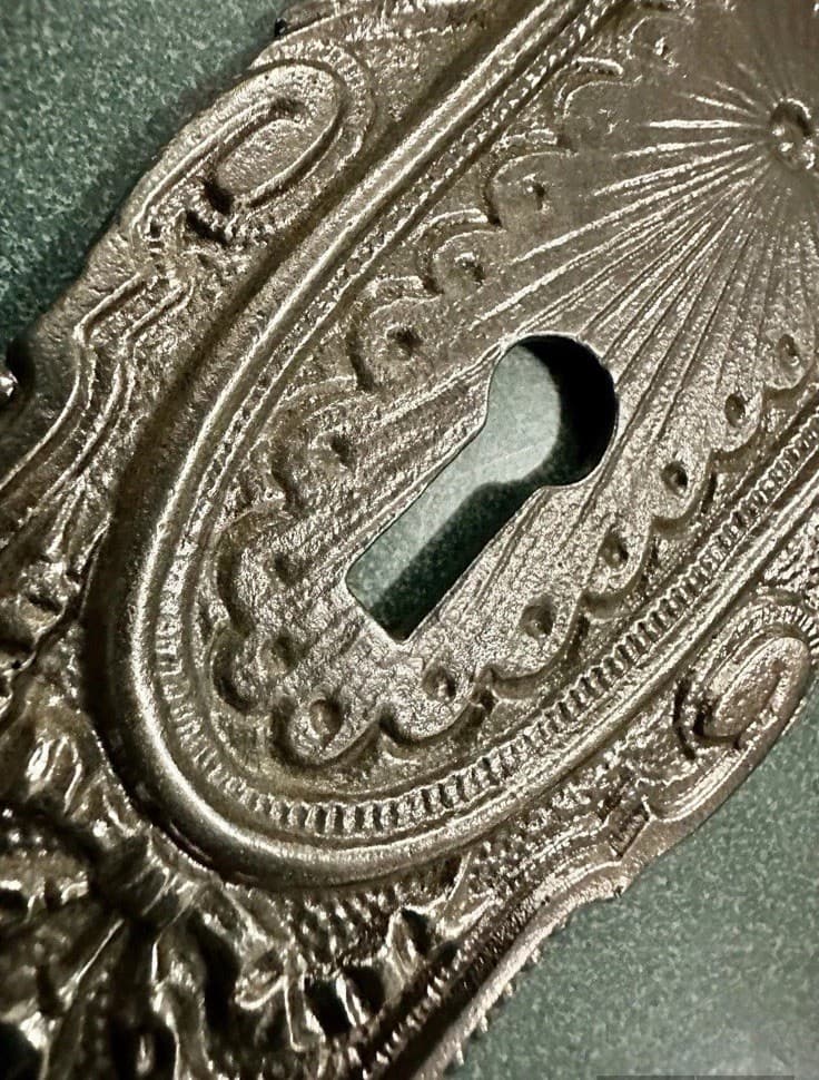 Antique Copper-Plated Cast Iron Door Plate - French Renaissance - Thumbnail 3