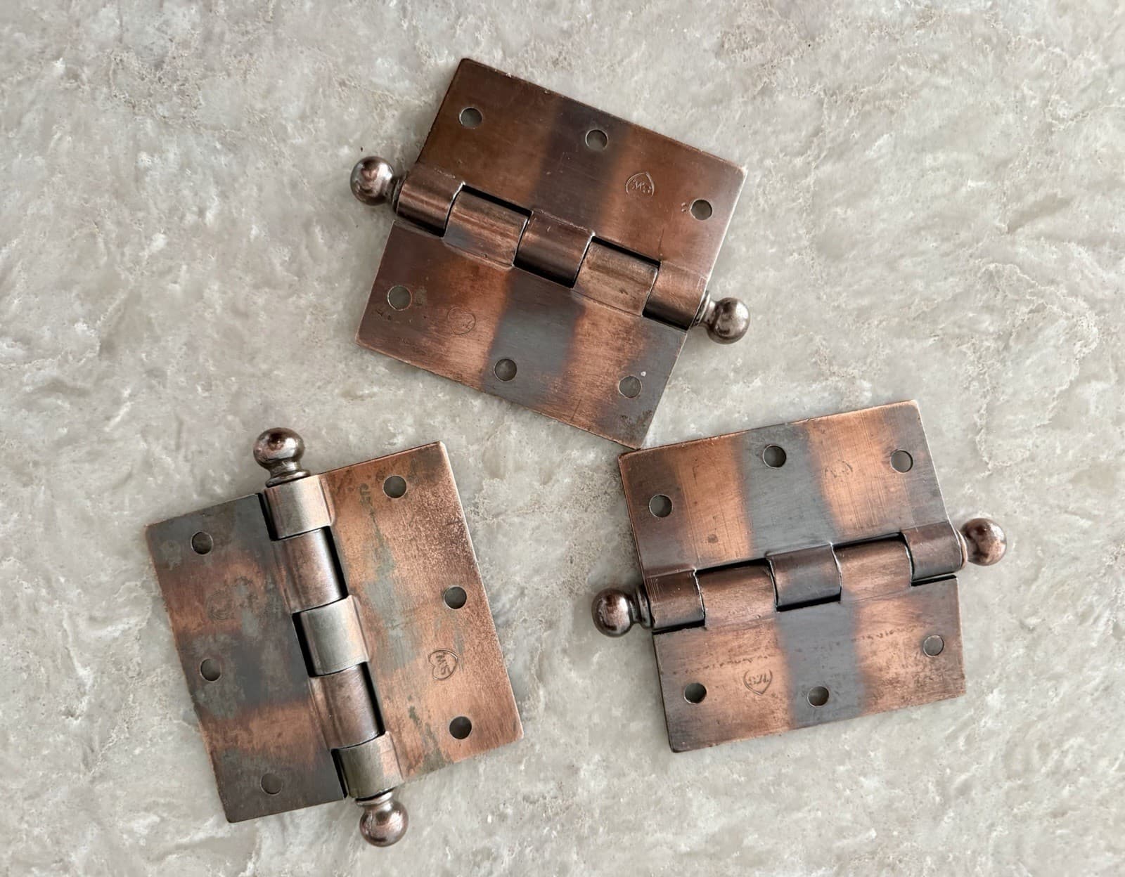 3 Stanley SW Sweetheart 3.5x3.5 Ball Tip Steel Door Hinges Copper Finish - Thumbnail 7