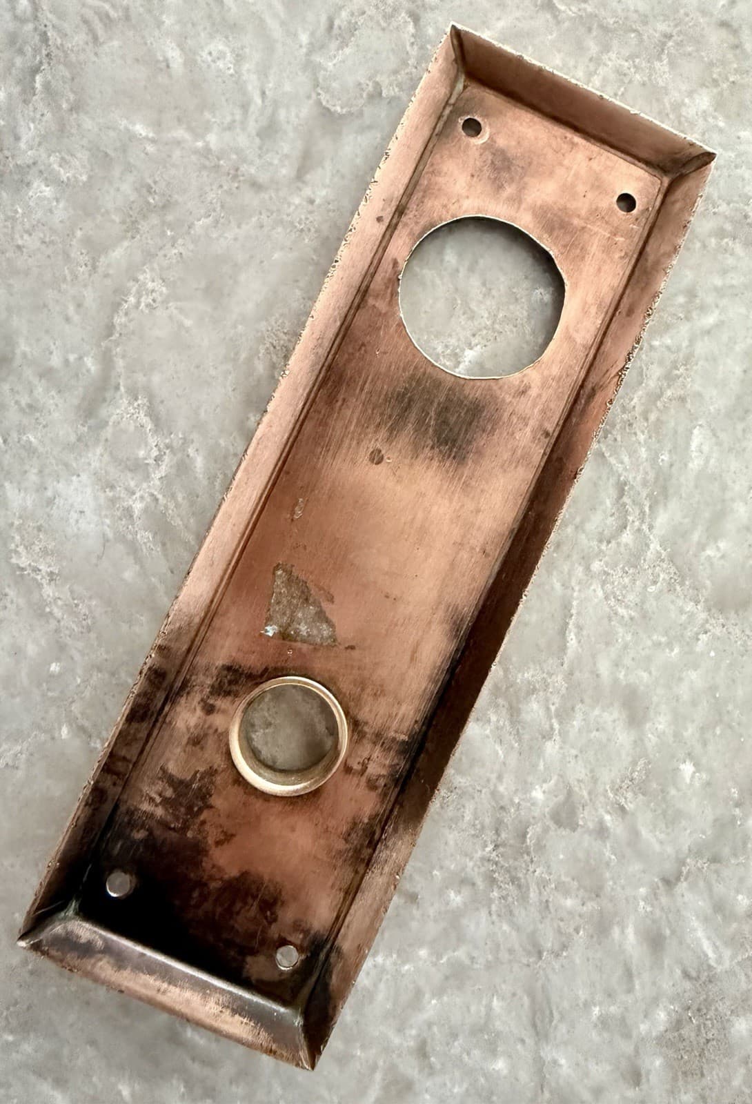 Vintage Solid Brass Door Backplate Escutcheon 2-1/2 x 8 Craftsman Antique - Thumbnail 7