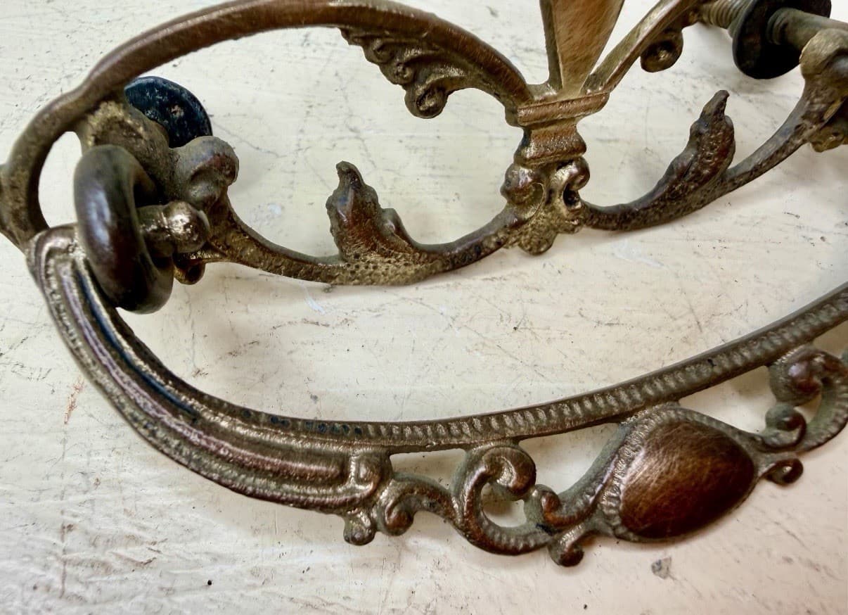 Antique Victorian Brass Drawer Pull Eastlake Style Ornate Bail Handle - Thumbnail 4