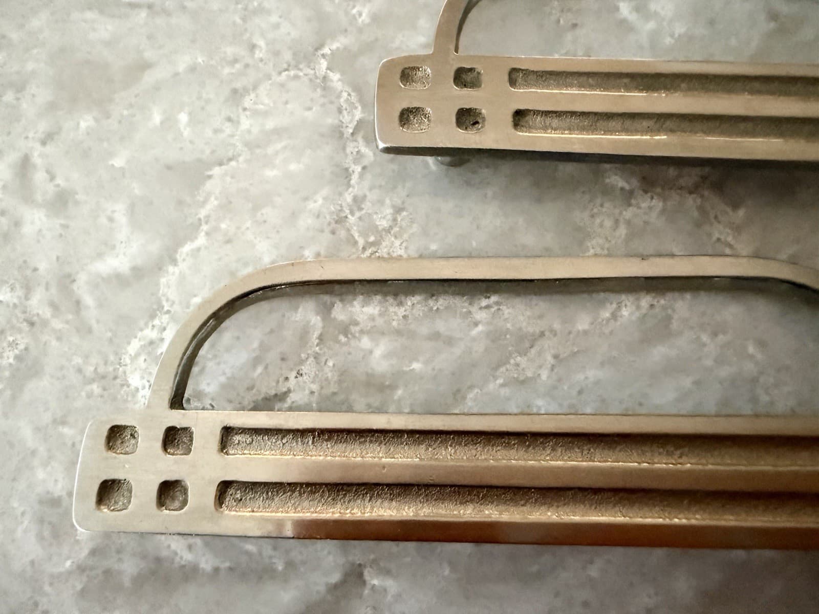Set of 3 Vintage Art Deco Brass Cabinet Drawer Pulls 3.5” CTC CKC ©88 - Thumbnail 5