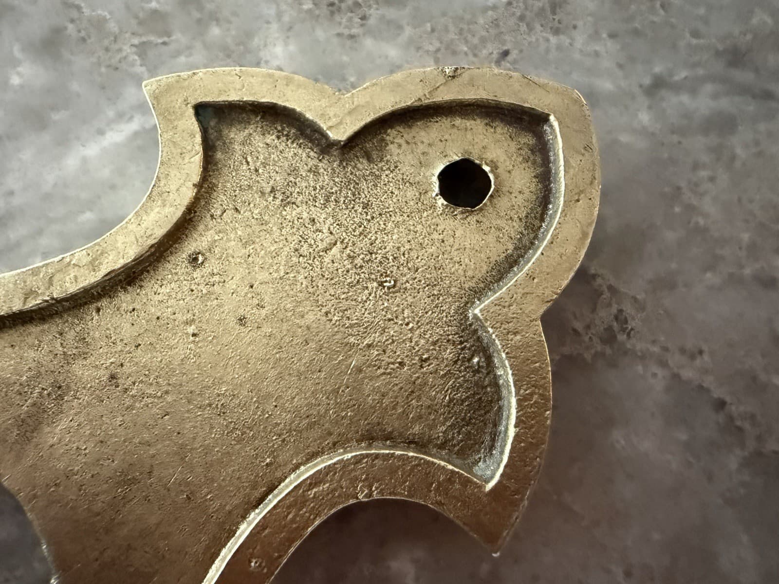 Vintage Solid Cast Brass Door Backplate Escutcheon 9” Hammered 4” CTC - Thumbnail 11