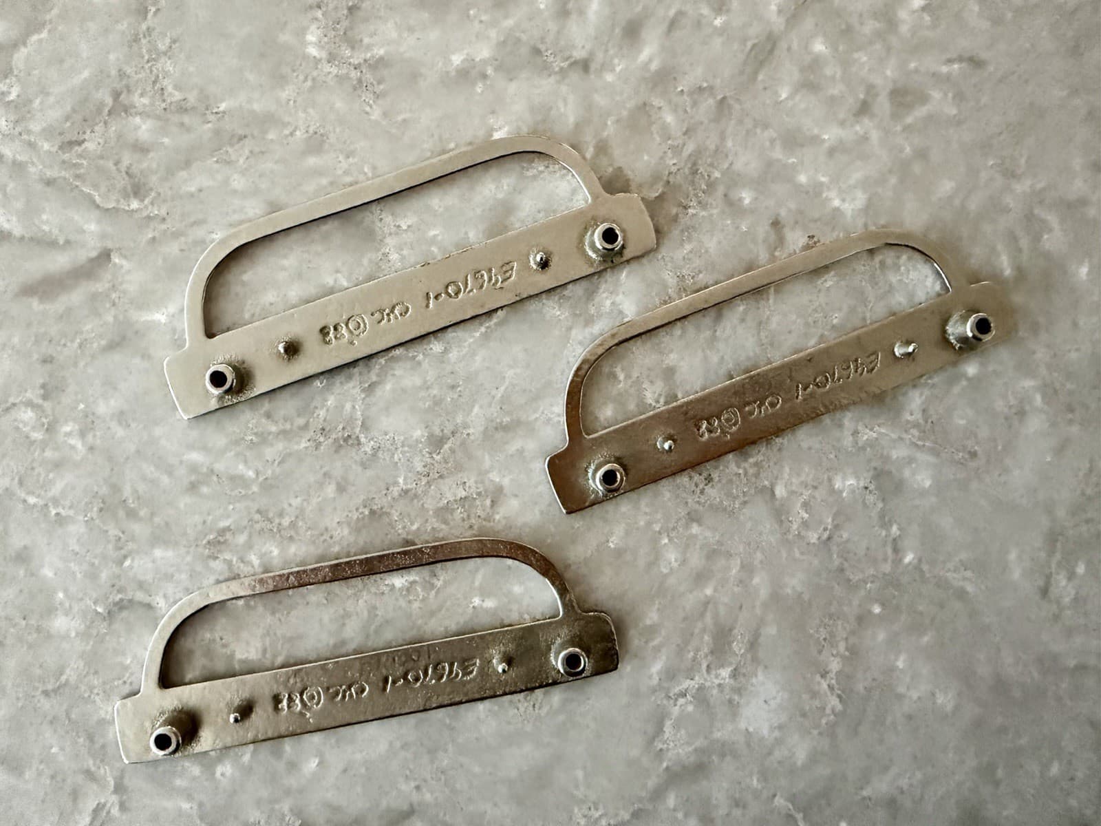 Set of 3 Vintage Art Deco Brass Cabinet Drawer Pulls 3.5” CTC CKC ©88 - Thumbnail 6