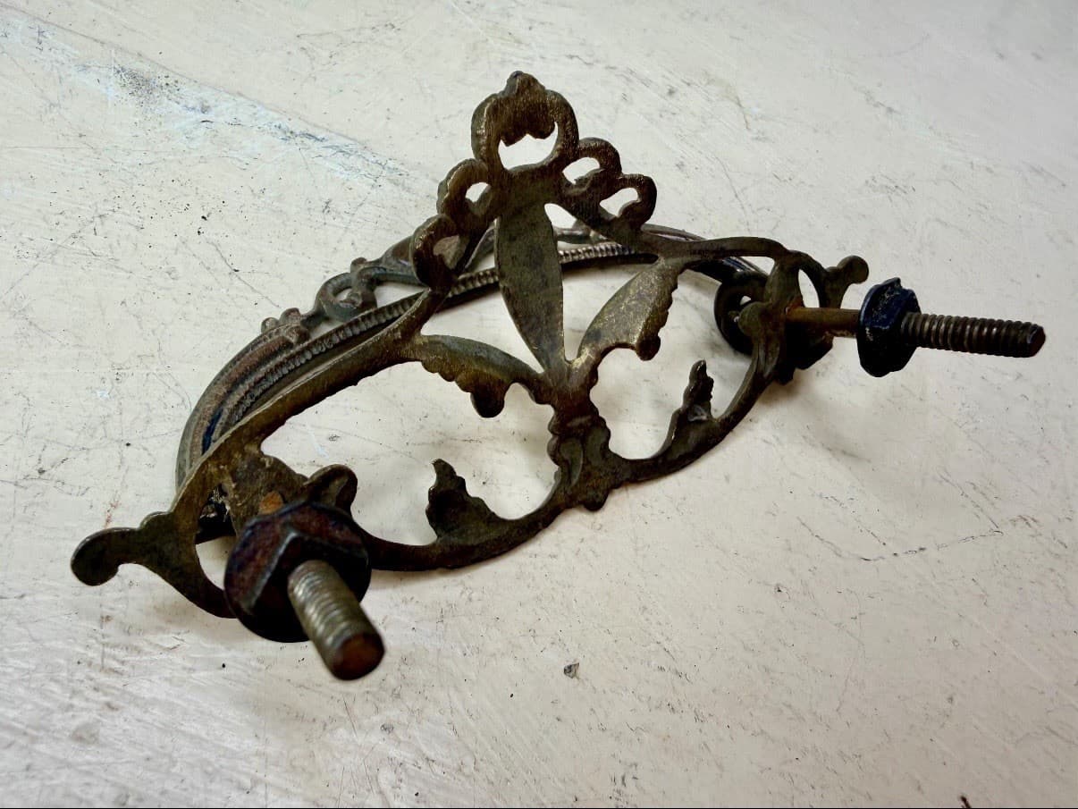 Antique Victorian Brass Drawer Pull Eastlake Style Ornate Bail Handle - Thumbnail 7