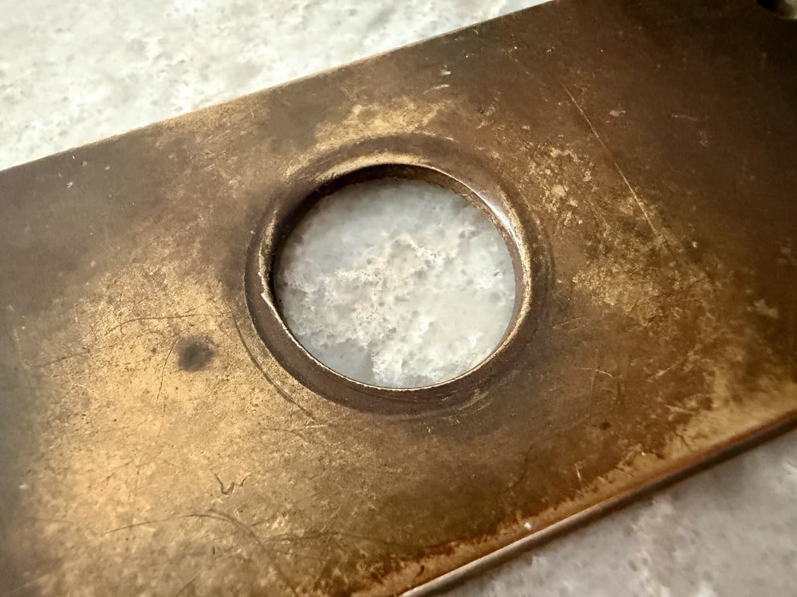 Vintage Sargent Brass Double Keyhole Door Plate Backplate 1-7/8 x 7-3/8 - Thumbnail 4