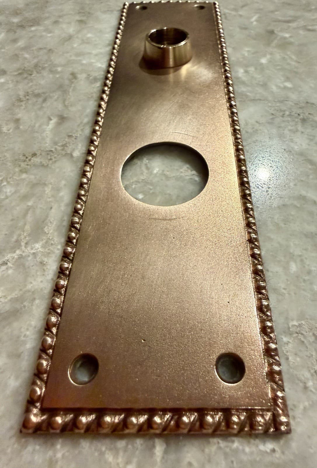 Antique M.W. Co. Solid Brass Door Back Plate Escutcheon Rope Border 9-1/4” - Thumbnail 7