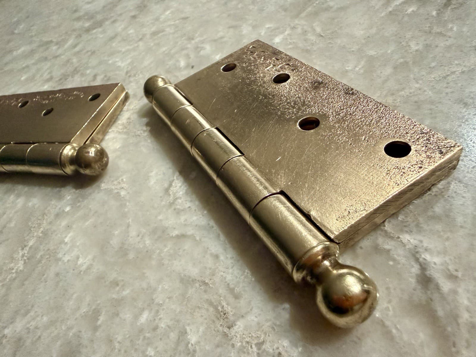 Vintage National Brass Mfg Solid Brass Ball Tip Door Hinges 3-1/2” Pair USA - Thumbnail 18