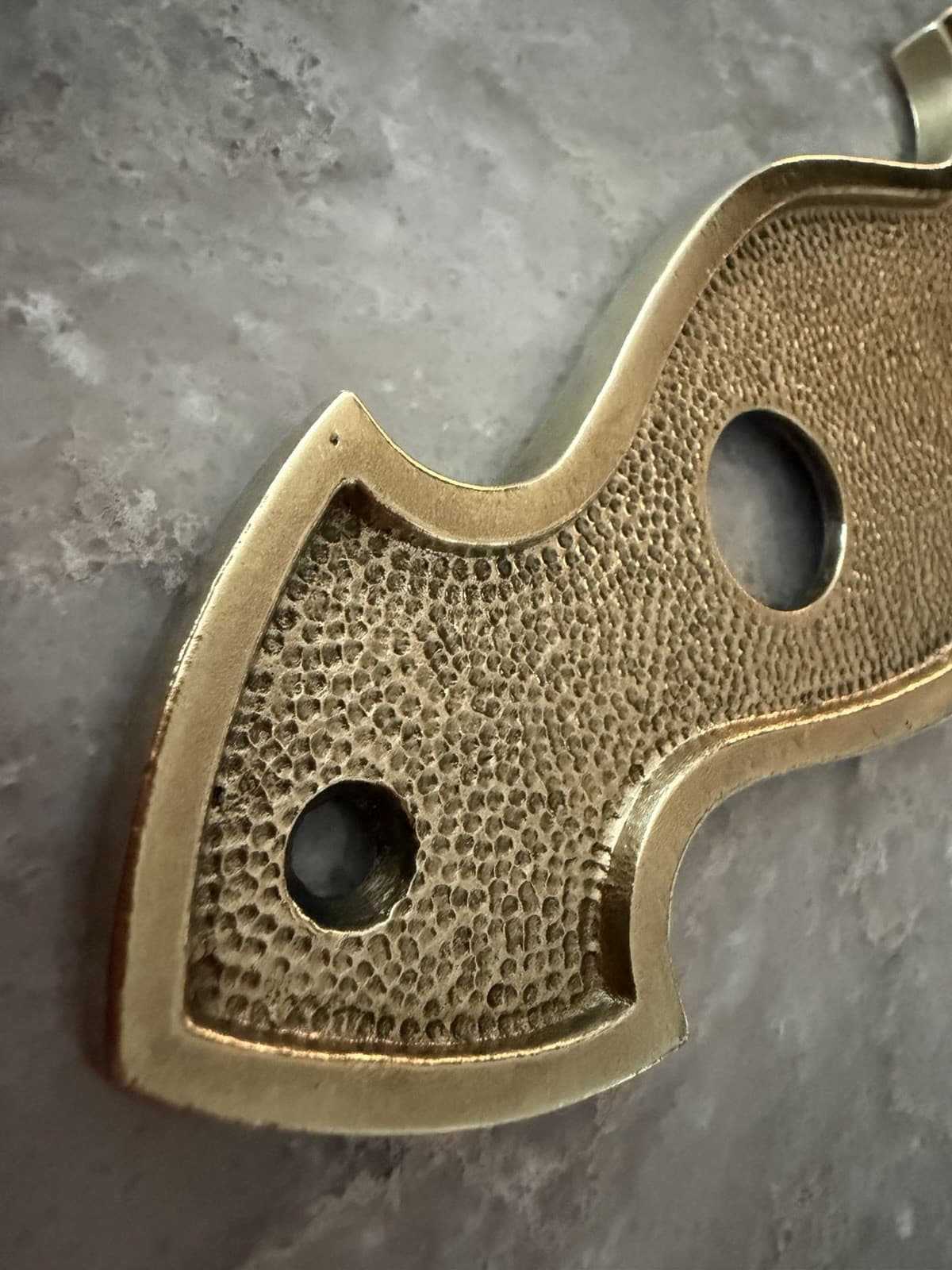 Vintage Solid Cast Brass Door Backplate Escutcheon 9” Hammered 4” CTC - Thumbnail 2