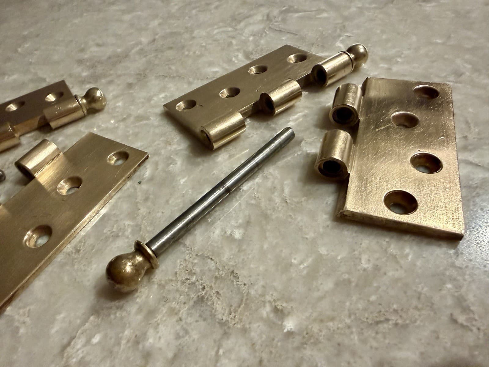 Vintage National Brass Mfg Solid Brass Ball Tip Door Hinges 3-1/2” Pair USA - Thumbnail 16