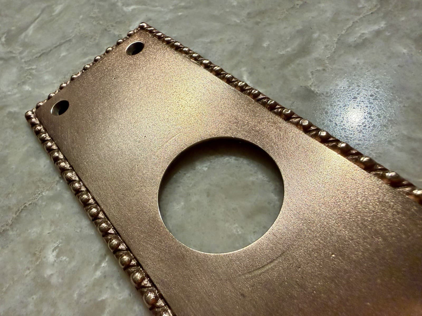 Antique M.W. Co. Solid Brass Door Back Plate Escutcheon Rope Border 9-1/4” - Thumbnail 5